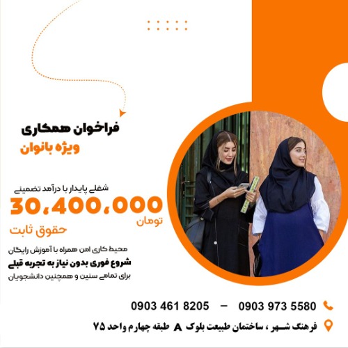 فرصت همکاری پر درآمد ویژه بانوان(تا قبل از عید)